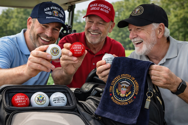 DC Great Again Golf Set – Great Seal, White House & Red Great Again Golf Balls with Embroidered Presidential Golf Towel