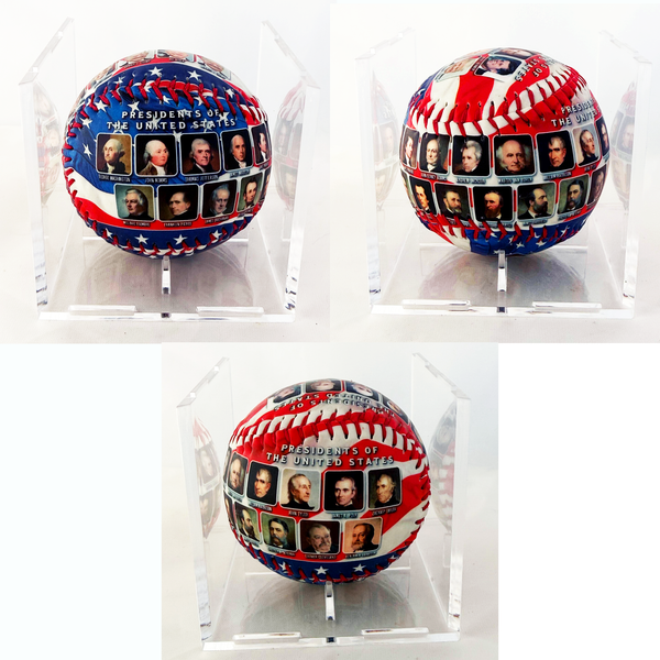 Presidents of the United States Collectible Baseball – All 47 Presidents in Patriotic Display Case