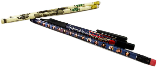 Presidents of the United States School Set – Patriotic Ruler, Click Pen & Money Design Pencils