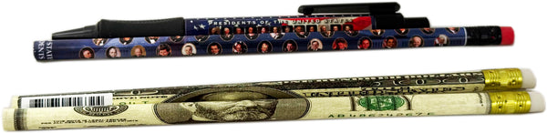 Presidents of the United States School Set – Patriotic Ruler, Click Pen & Money Design Pencils
