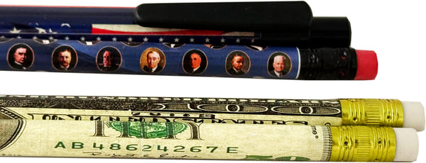 Presidents of the United States School Set – Patriotic Ruler, Click Pen & Money Design Pencils