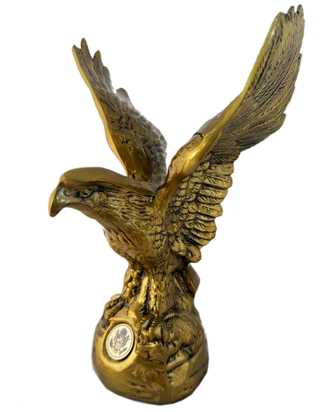 Hand-Cast Metal American Bald Eagle Statue Bronze – Real Zinc Sculpture with Bronze-Gold Patina & Great Seal of the United States – Made in USA