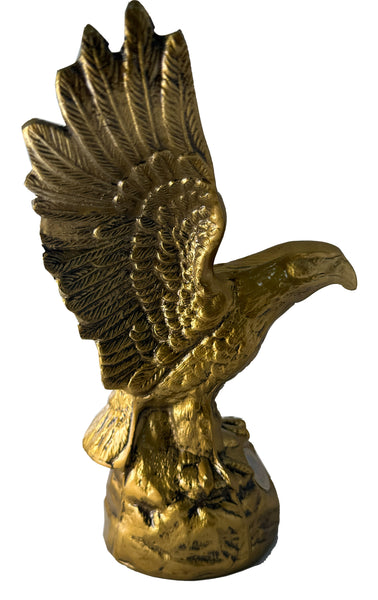 Hand-Cast Metal American Bald Eagle Statue Bronze – Real Zinc Sculpture with Bronze-Gold Patina & Great Seal of the United States – Made in USA
