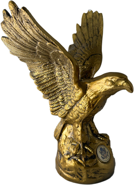 Hand-Cast Metal American Bald Eagle Statue Bronze – Real Zinc Sculpture with Bronze-Gold Patina & Great Seal of the United States – Made in USA