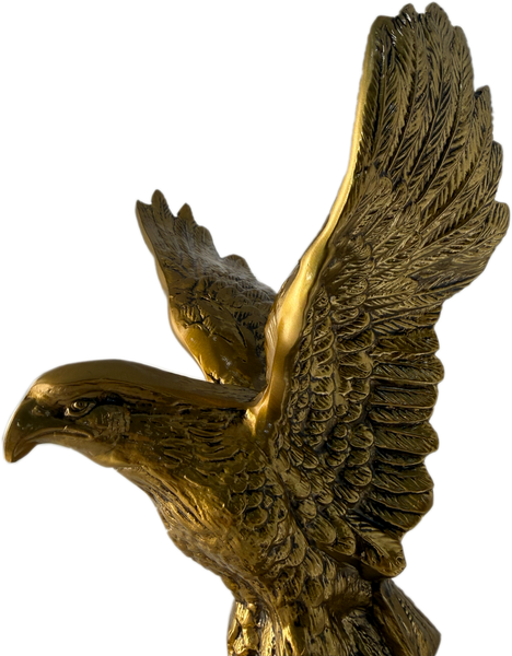 Hand-Cast Metal American Bald Eagle Statue Bronze – Real Zinc Sculpture with Bronze-Gold Patina & Great Seal of the United States – Made in USA