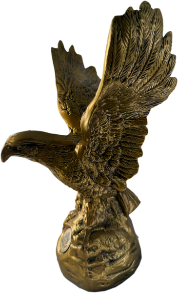 Hand-Cast Metal American Bald Eagle Statue Bronze – Real Zinc Sculpture with Bronze-Gold Patina & Great Seal of the United States – Made in USA