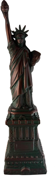 Hand-Cast Metal Statue of Liberty Sculpture – Antique Bronze Patina Zinc Artwork, 9.5" Tall – Made in USA