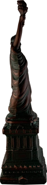 Hand-Cast Metal Statue of Liberty Sculpture – Antique Bronze Patina Zinc Artwork, 9.5" Tall – Made in USA
