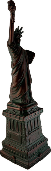 Hand-Cast Metal Statue of Liberty Sculpture – Antique Bronze Patina Zinc Artwork, 9.5" Tall – Made in USA