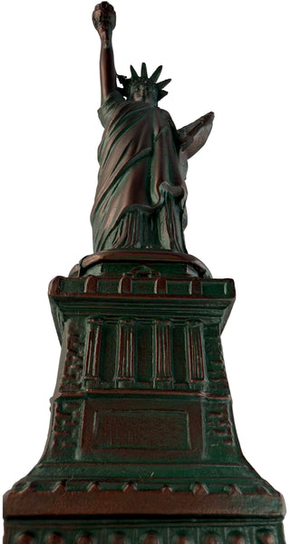 Hand-Cast Metal Statue of Liberty Sculpture – Antique Bronze Patina Zinc Artwork, 9.5" Tall – Made in USA