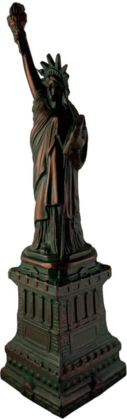 Hand-Cast Metal Statue of Liberty Sculpture – Antique Bronze Patina Zinc Artwork, 9.5" Tall – Made in USA