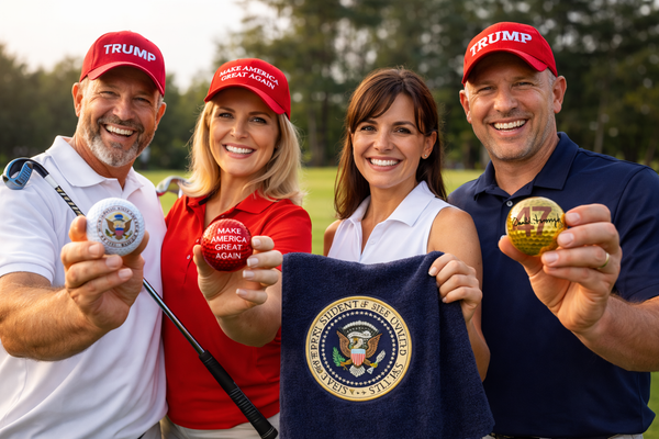 Trump Signature Great Again Golf Set – Gold 47 Signature Ball, Presidential Great Seal Ball, Red MAGA Ball & Embroidered Presidential Seal Golf Towel