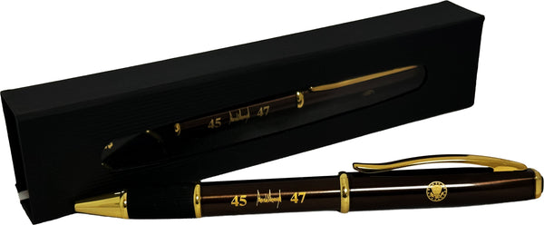President Donald J. Trump 45th & 47th Presidential Signature Pen – Brown & Gold Twist-Action Ballpoint with Presidential Seal