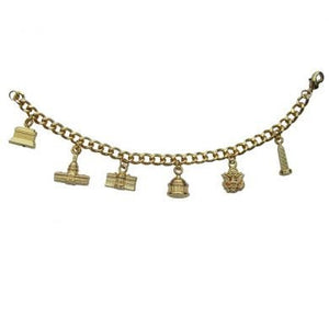 Golden Charm Bracelet with Washington, DC Monuments - 6 inch